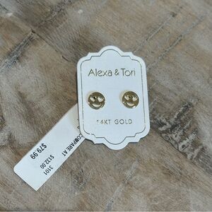 Emoji Gold Smiley Heart Eyes Face Earrings 14k Gold